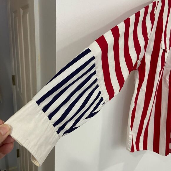 Vintage Panhandle Slim American Flag Western Style Button Down Shirt Size Large - Picture 4 of 12